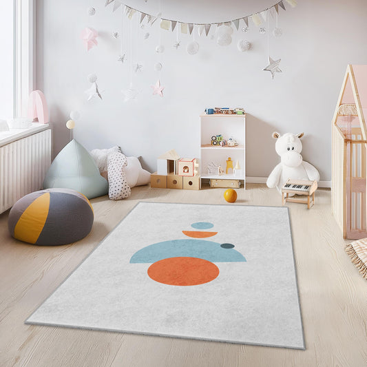 Geometric Pattern Kids Rug, Colorful Rectangular Playmat for Children, Modern Nursery Decor, Soft and Durable Kids Carpet