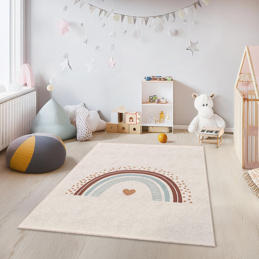 Colorful Rainbow Pattern Rectangular Kids Rug, Playroom Decor, Nursery Rug, Soft Carpet for Children, Children's Room Decoration