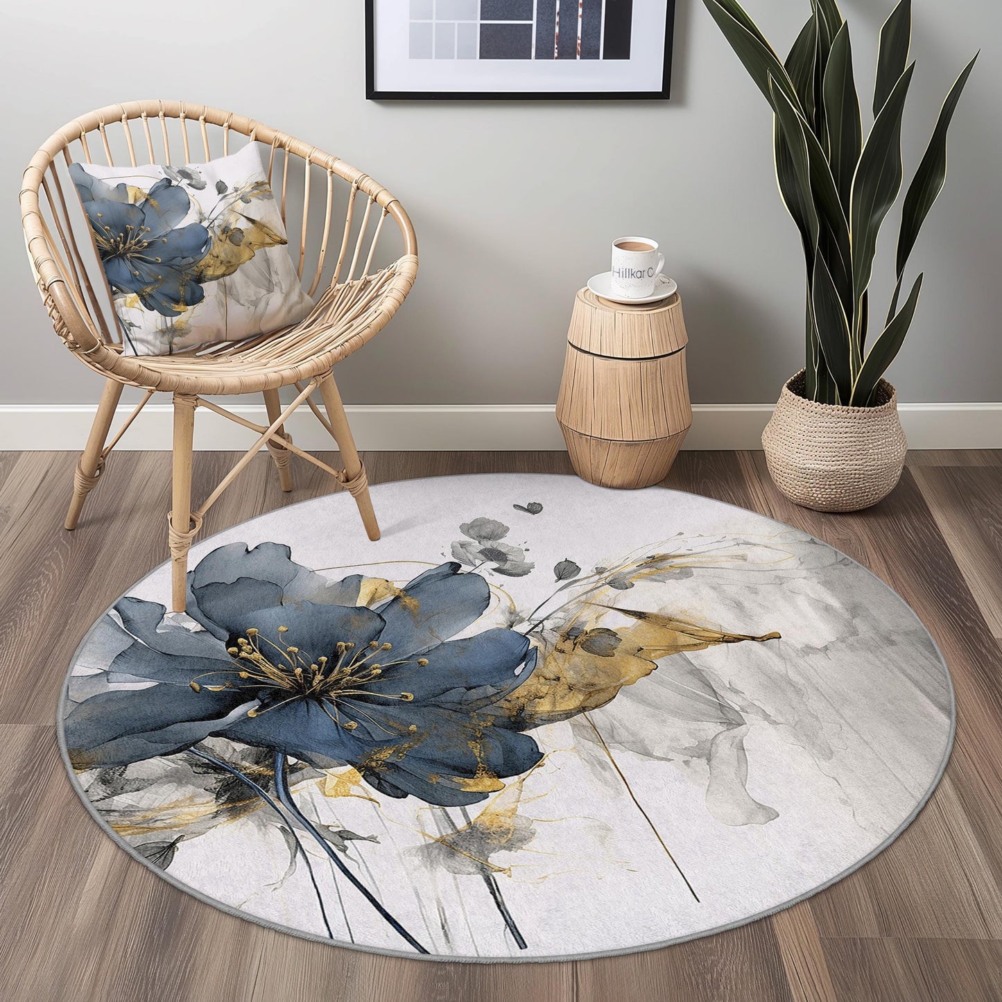 Elegant Floral Round Area Rug, Modern Round Carpet, Stylish Home Decor, Living Room Rug, Bedroom Carpet, Soft Circular Rug