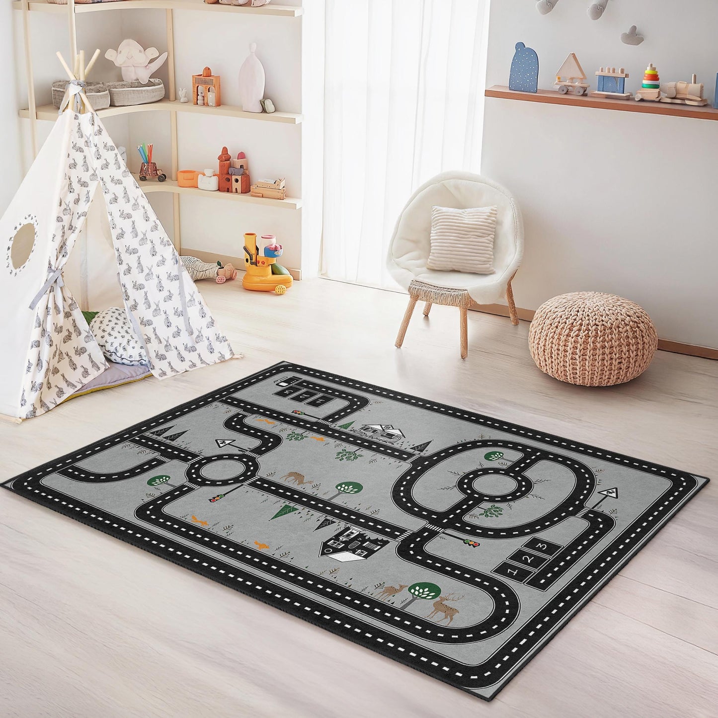 Road Map Kids Rug: Interactive Play Mat, Nursery Decor