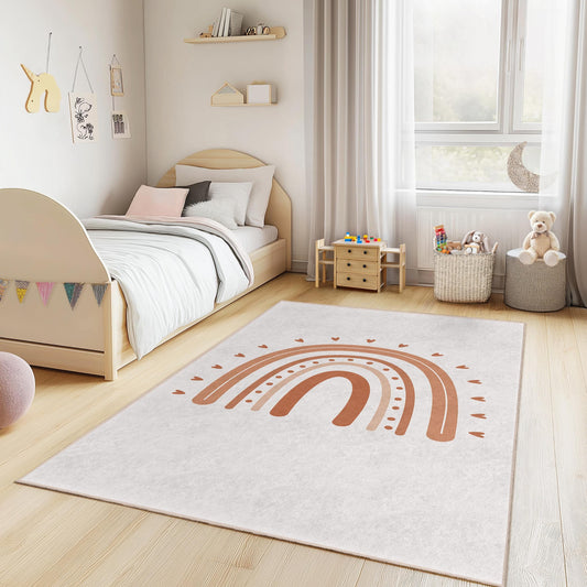 Rainbow Pattern Rectangular Kids Room Rug, Cute Rainbow Decor, Playroom Carpet, Nursery Rug, Soft Childrens Mat