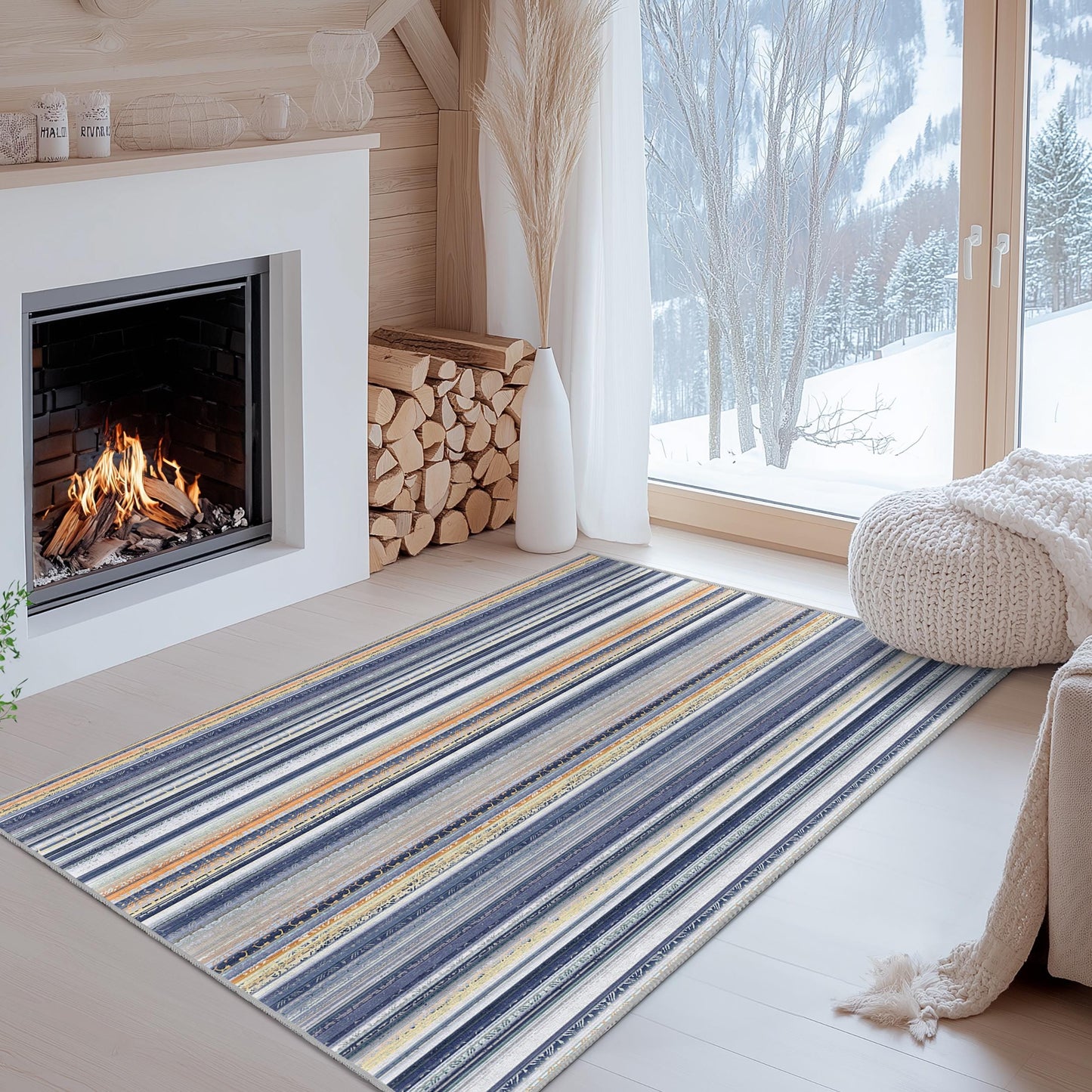 Elegant Striped Area Rug, Rectangular Living Room Carpet, Soft Decorative Rug, Stylish Home Decor, Modern Striped Design