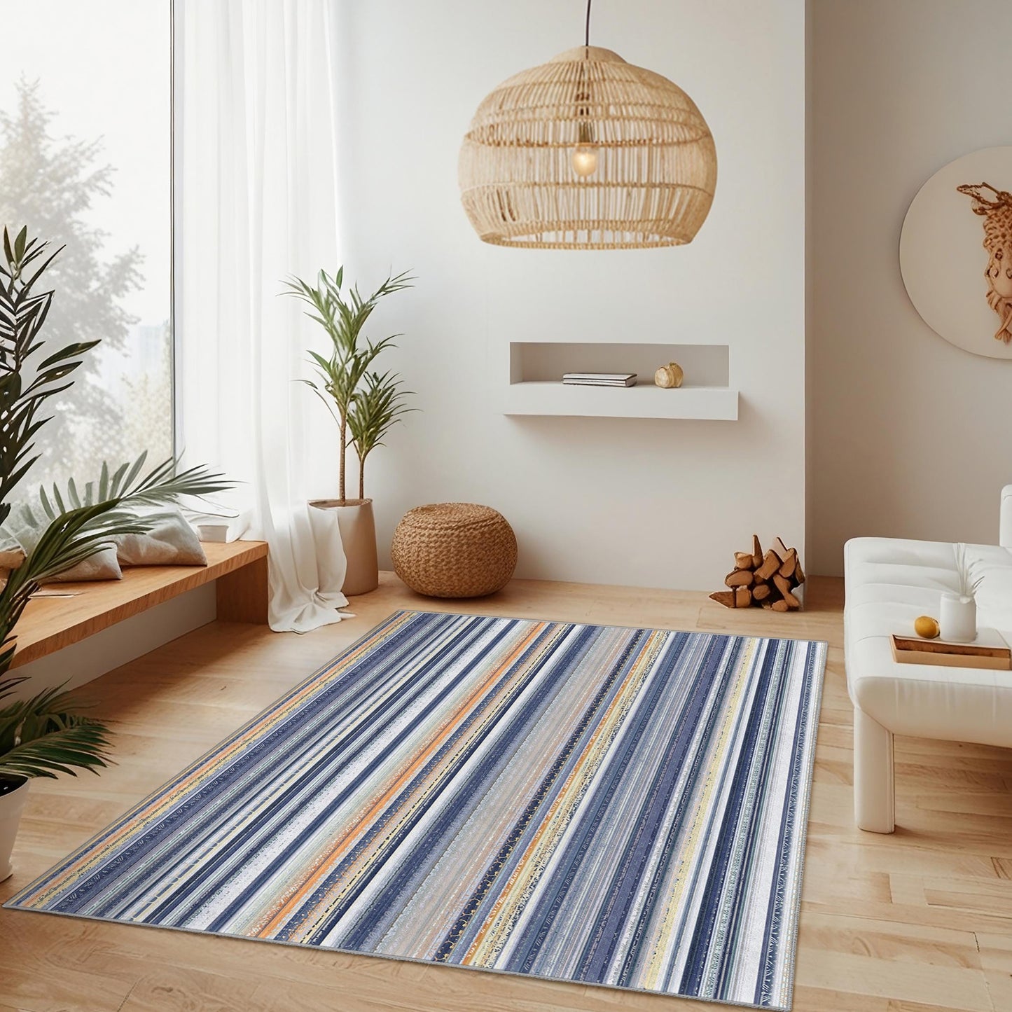 Elegant Striped Area Rug, Rectangular Living Room Carpet, Soft Decorative Rug, Stylish Home Decor, Modern Striped Design