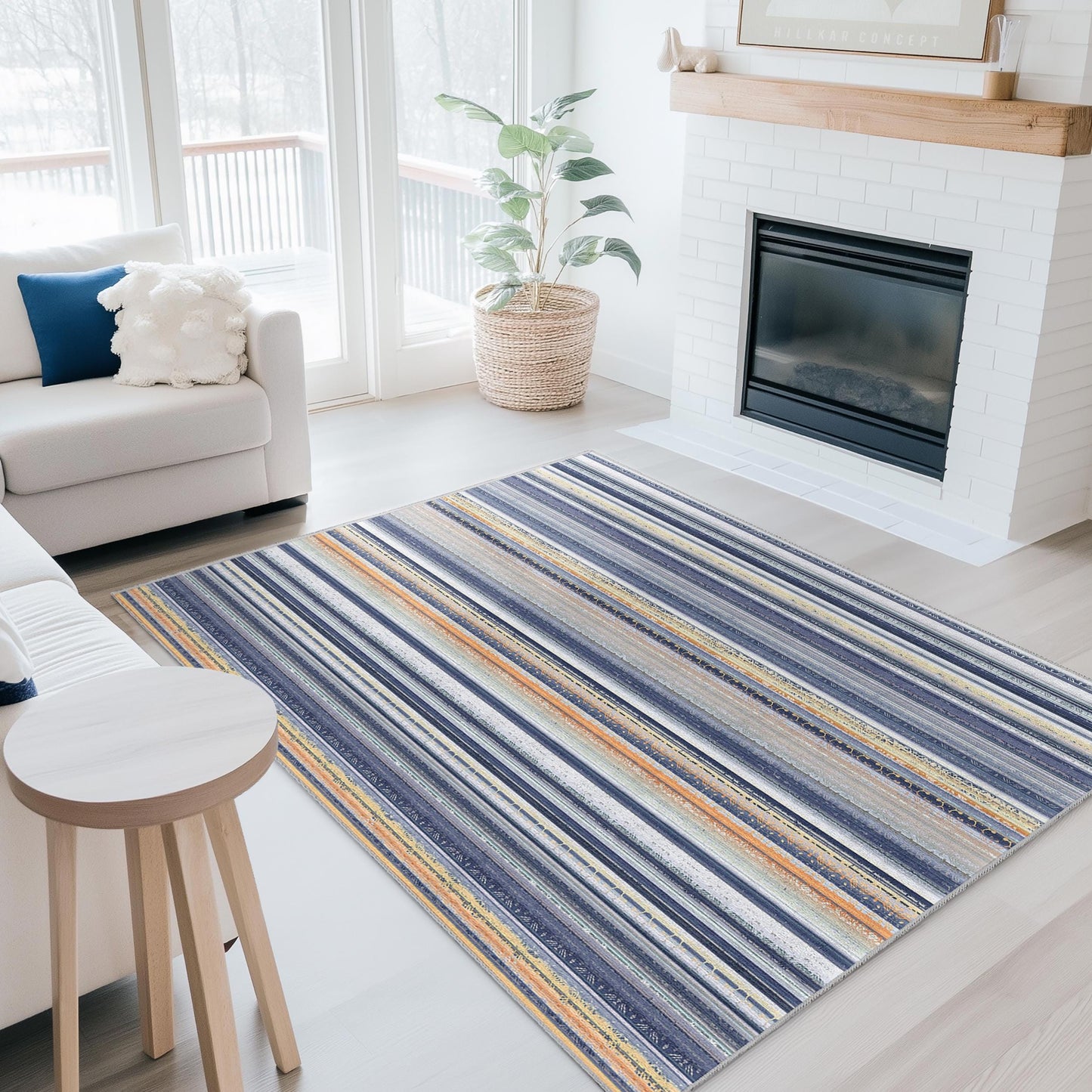 Elegant Striped Area Rug, Rectangular Living Room Carpet, Soft Decorative Rug, Stylish Home Decor, Modern Striped Design