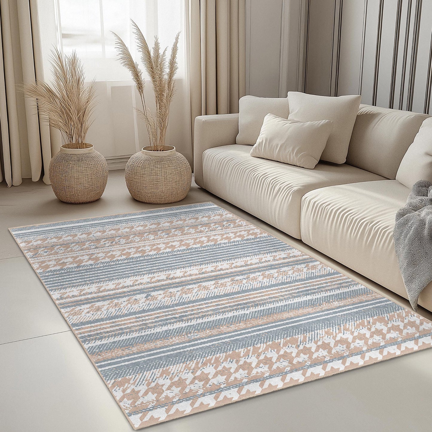 Chic Striped Rectangle Area Rug, Modern Living Room Carpet, Stylish Home Decor, Soft Touch Rectangle Rug, Contemporary Floor Mat