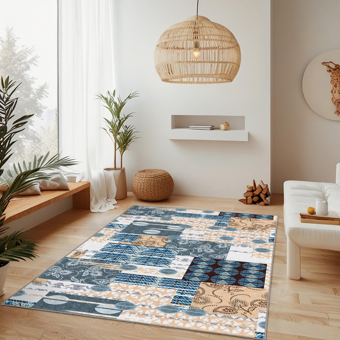 Geometric Pattern Rectangle Rug, Modern Decorative Area Rug, Textured Floor Mat for Living Room, Bedroom, Office, Stylish Home Decor