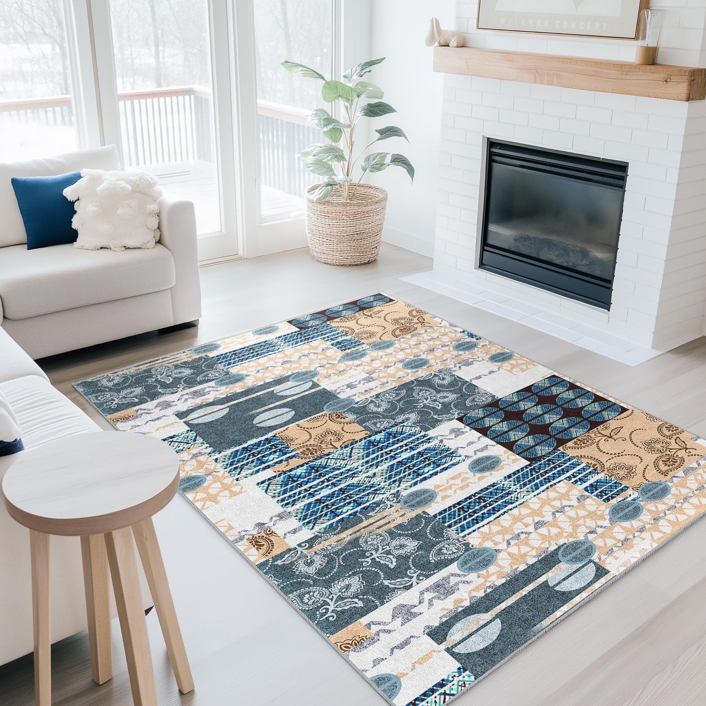 Geometric Pattern Rectangle Rug, Modern Decorative Area Rug, Textured Floor Mat for Living Room, Bedroom, Office, Stylish Home Decor