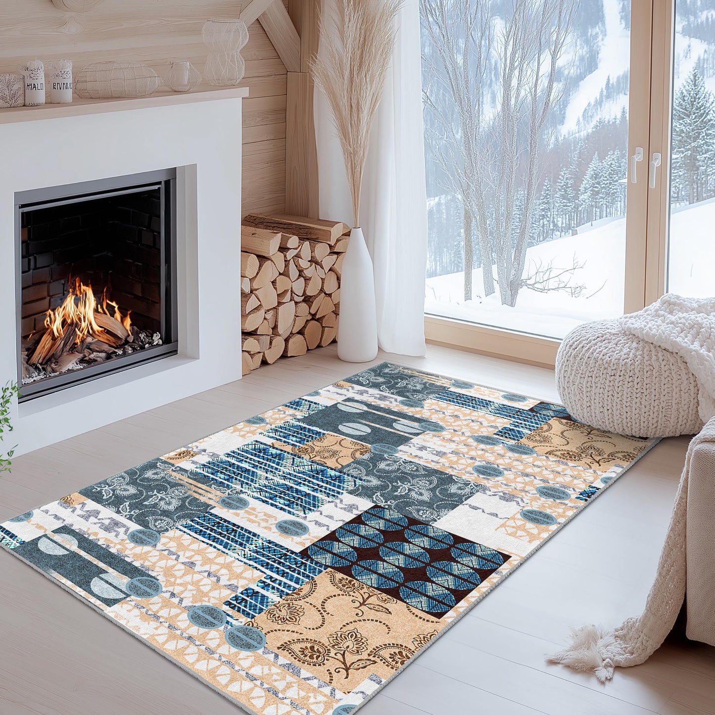 Geometric Pattern Rectangle Rug, Modern Decorative Area Rug, Textured Floor Mat for Living Room, Bedroom, Office, Stylish Home Decor