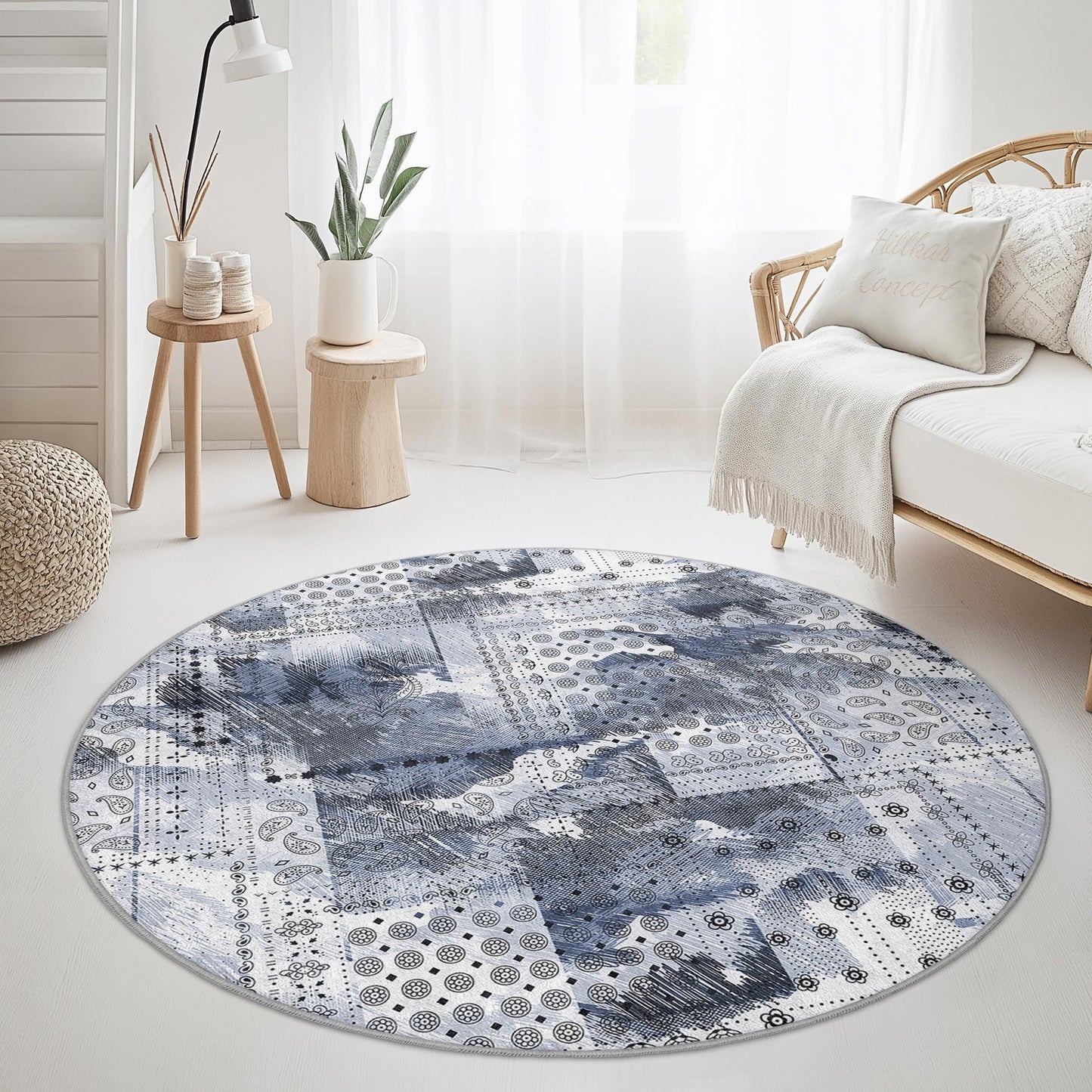 Elegant Round Area Rug, Bohemian Style Round Carpet, Living Room Decor, Soft Round Rug, Bedroom Round Rug, Unique Pattern Rug