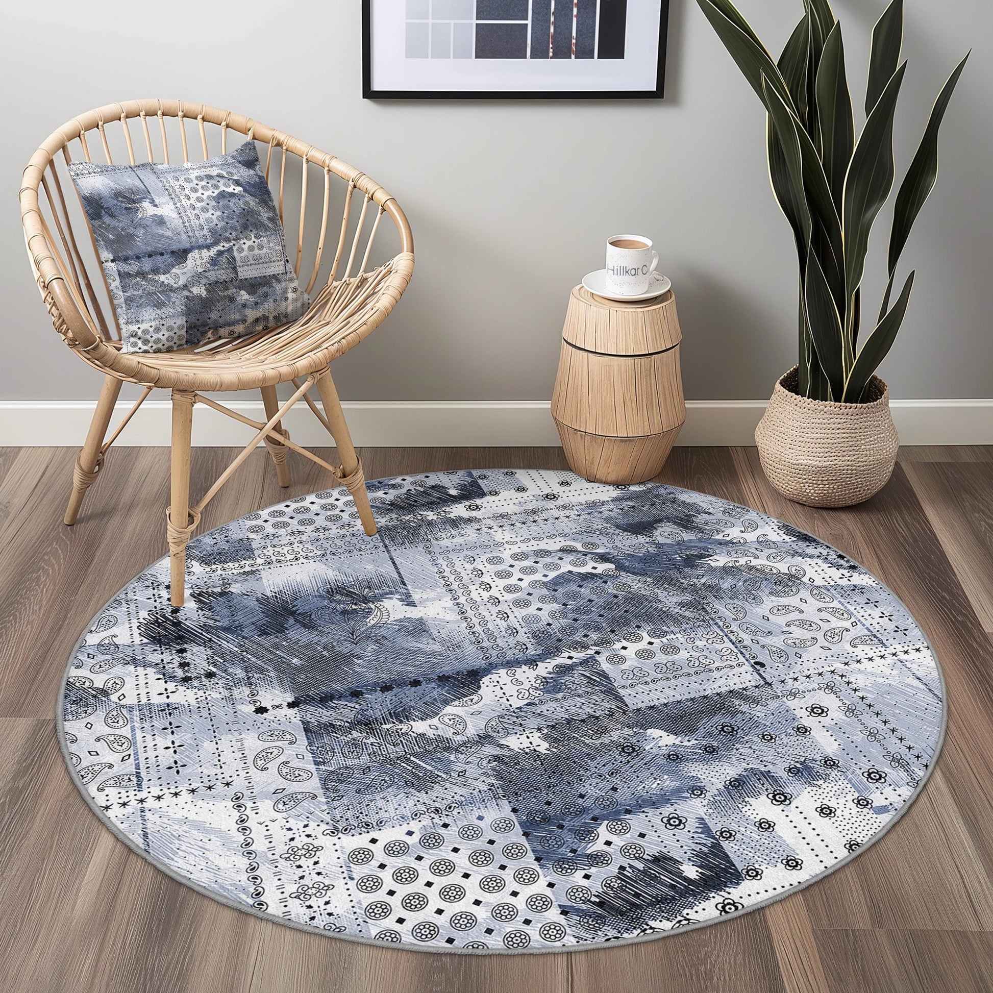 Elegant Round Area Rug, Bohemian Style Round Carpet, Living Room Decor, Soft Round Rug, Bedroom Round Rug, Unique Pattern Rug