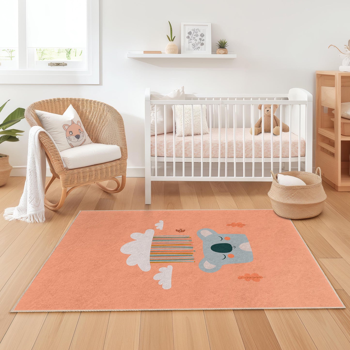 Cute Koala Kids Room Rug, Rectangular Play Mat for Nursery, Childrens Room Decor, Soft and Cozy Carpet, Adorable Animal Rug