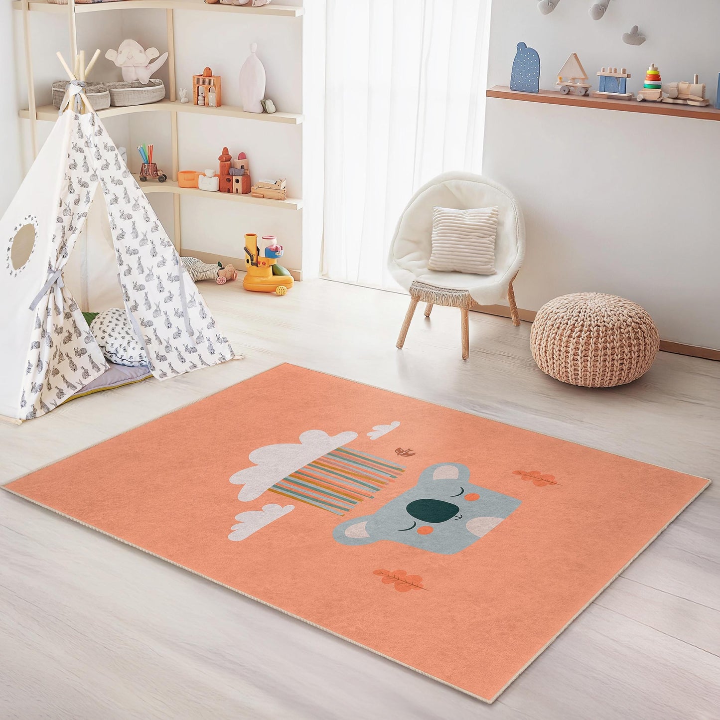 Cute Koala Kids Room Rug, Rectangular Play Mat for Nursery, Childrens Room Decor, Soft and Cozy Carpet, Adorable Animal Rug