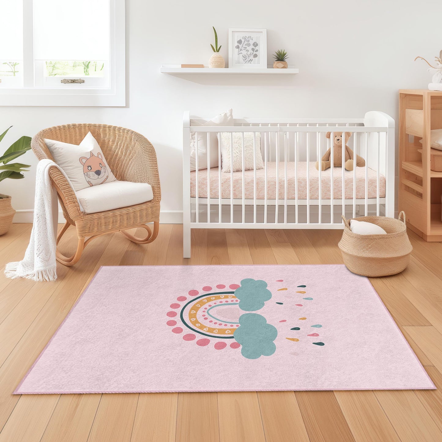 Rainbow and Clouds Kids Room Carpet, Colorful Rainbow Rug, Playroom Decor, Cute Kids Rug, Nursery Area Rug, Childrens Room Mat
