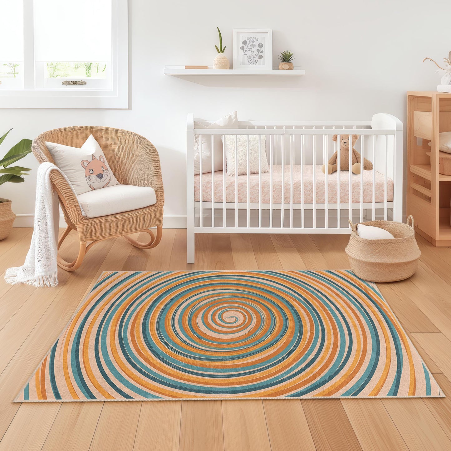 Colorful Swirl Rectangle Rug: Playroom Nursery Decor