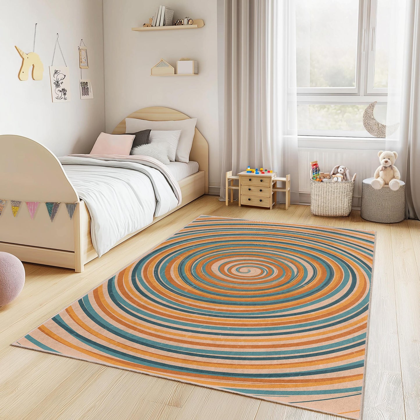 Colorful Swirl Rectangle Rug: Playroom Nursery Decor