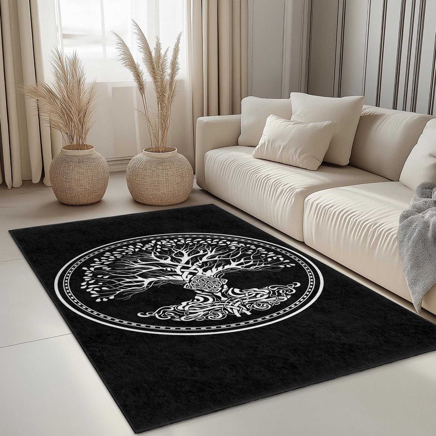 Celtic Tree of Life Rectangular Rug, Artistic Tree Design Carpet, Unique Home Decor, Nature Inspired Floor Mat, Living Room Rug