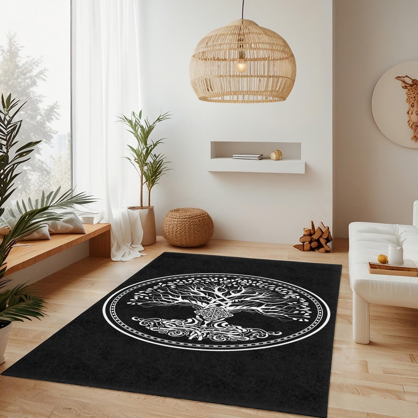 Celtic Tree of Life Rectangular Rug, Artistic Tree Design Carpet, Unique Home Decor, Nature Inspired Floor Mat, Living Room Rug