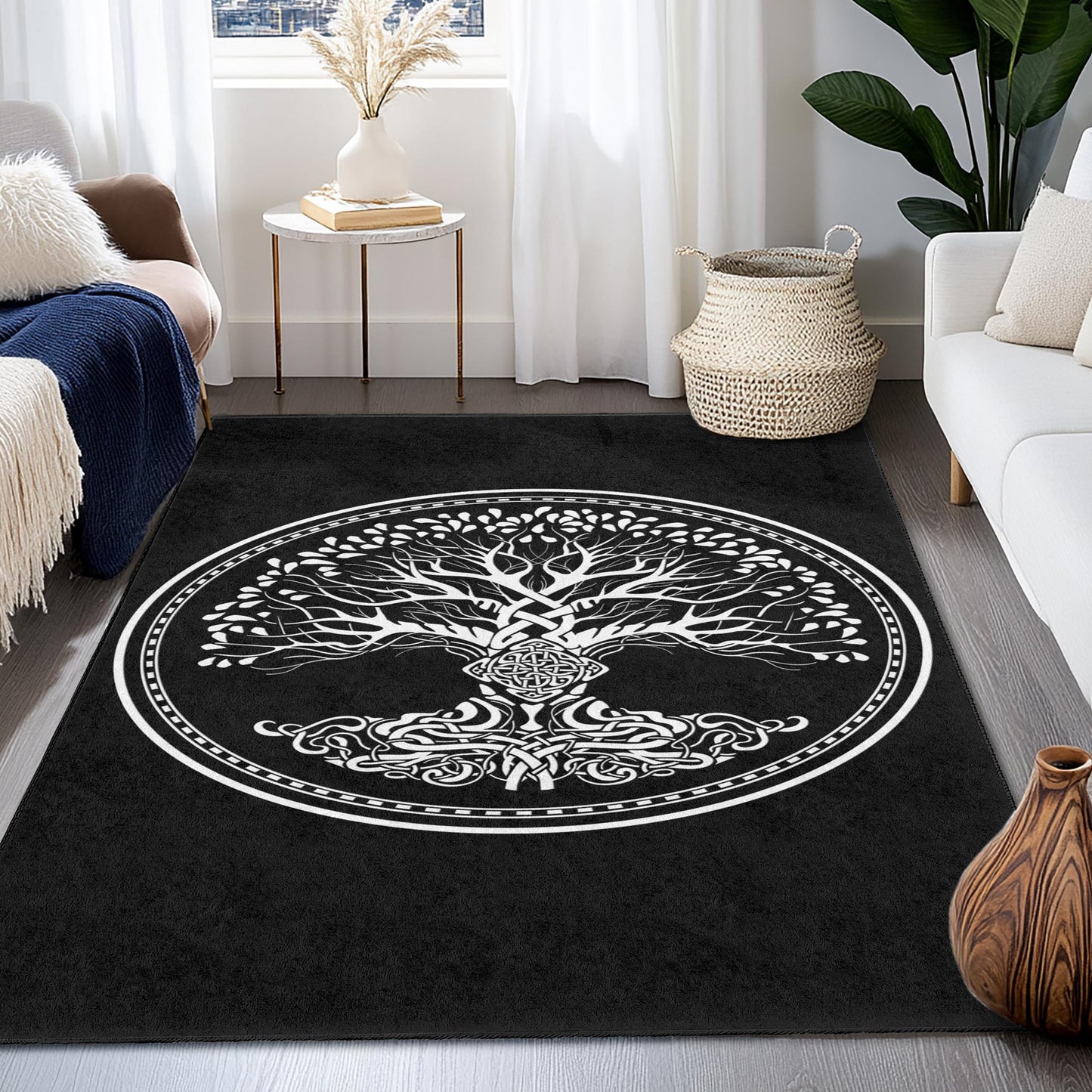 Celtic Tree of Life Rectangular Rug, Artistic Tree Design Carpet, Unique Home Decor, Nature Inspired Floor Mat, Living Room Rug