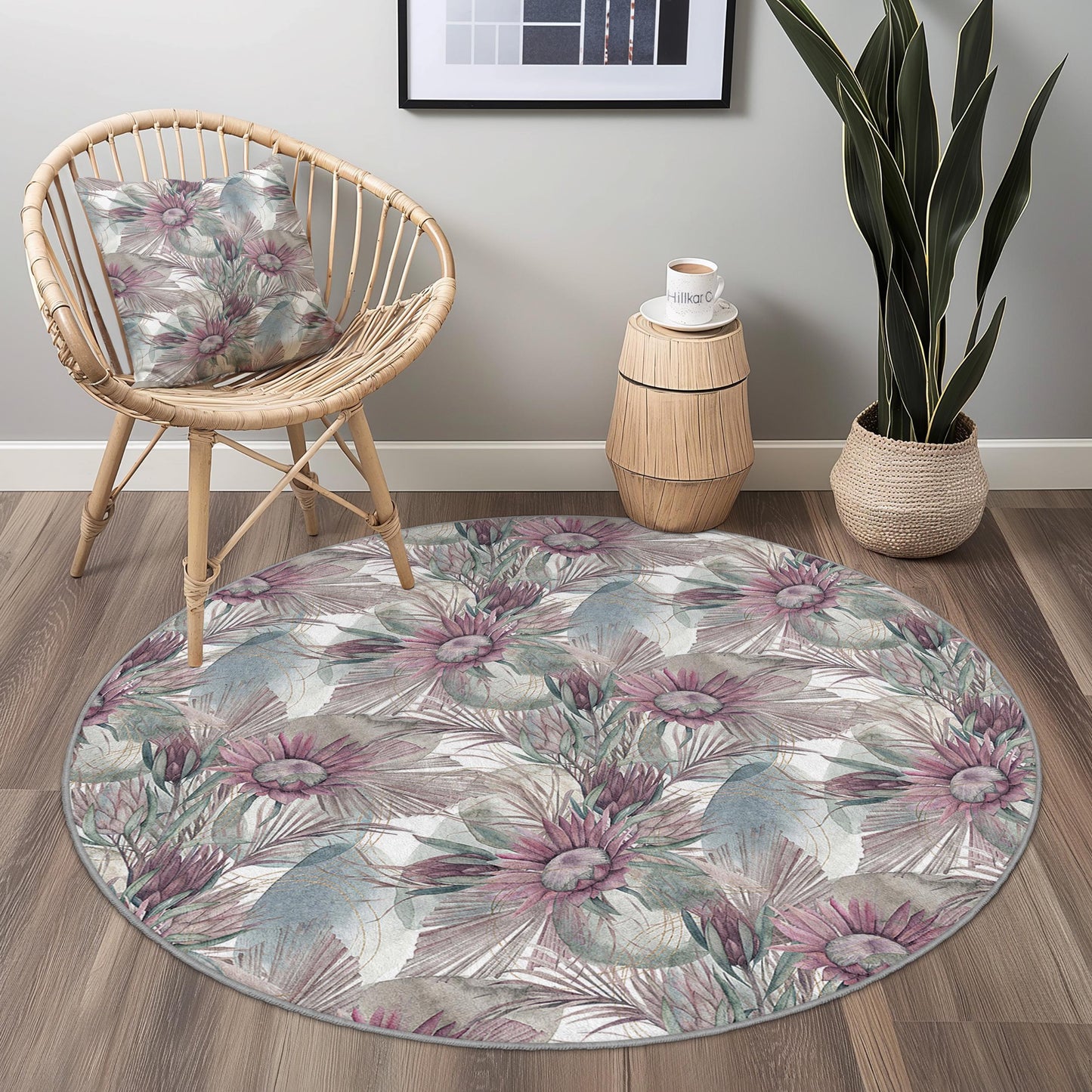 Floral Round Area Rug, Elegant Round Carpet, Living Room Decor, Boho Chic Rug, Home Interior Design, Modern Round Rug