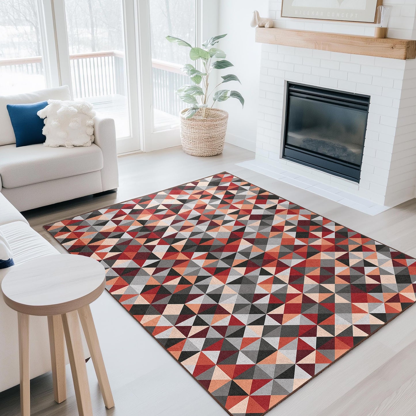 Geometric Pattern Rectangle Area Rug, Stylish Modern Floor Covering, Abstract Design Carpet for Living Room, Home Decor, Bedroom Rug