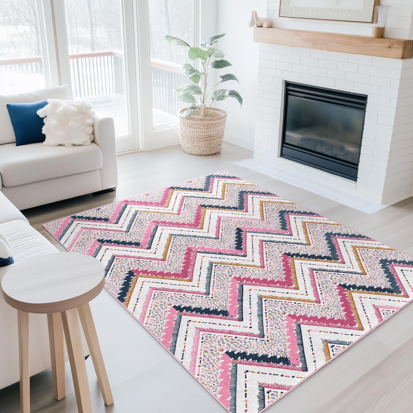 Chevron Pattern Rectangular Area Rug, Modern Geometric Carpet, Soft Living Room Rug, Stylish Home Decor, Elegant Floor Mat