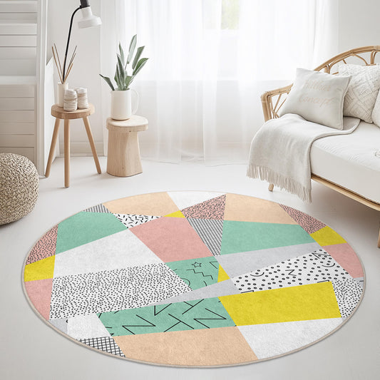 Colorful Geometric Round Area Rug, Modern Circular Carpet, Artistic Floor Decor, Stylish Home Rug, Living Room Accent Rug