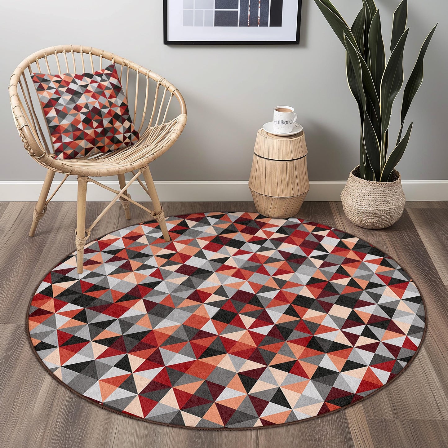 Geometric Pattern Round Area Rug, Modern Round Carpet, Contemporary Circle Rug for Home Decor, Unique Round Floor Mat