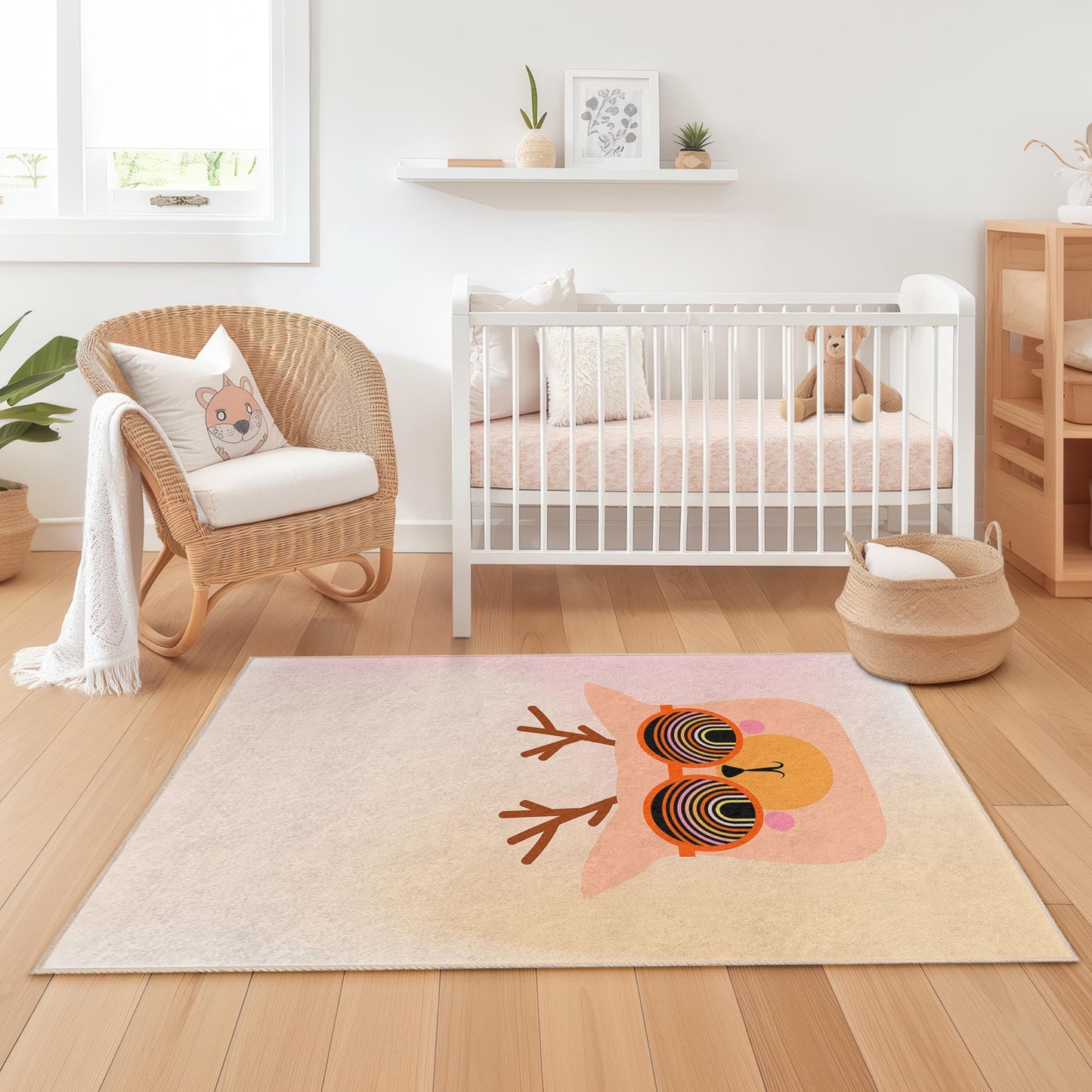 Cute Cartoon Animal Rug for Kids Room, Personalized Rectangular Kids Carpet, Fun Playroom Decor, Soft Nursery Rug, Unique Gift