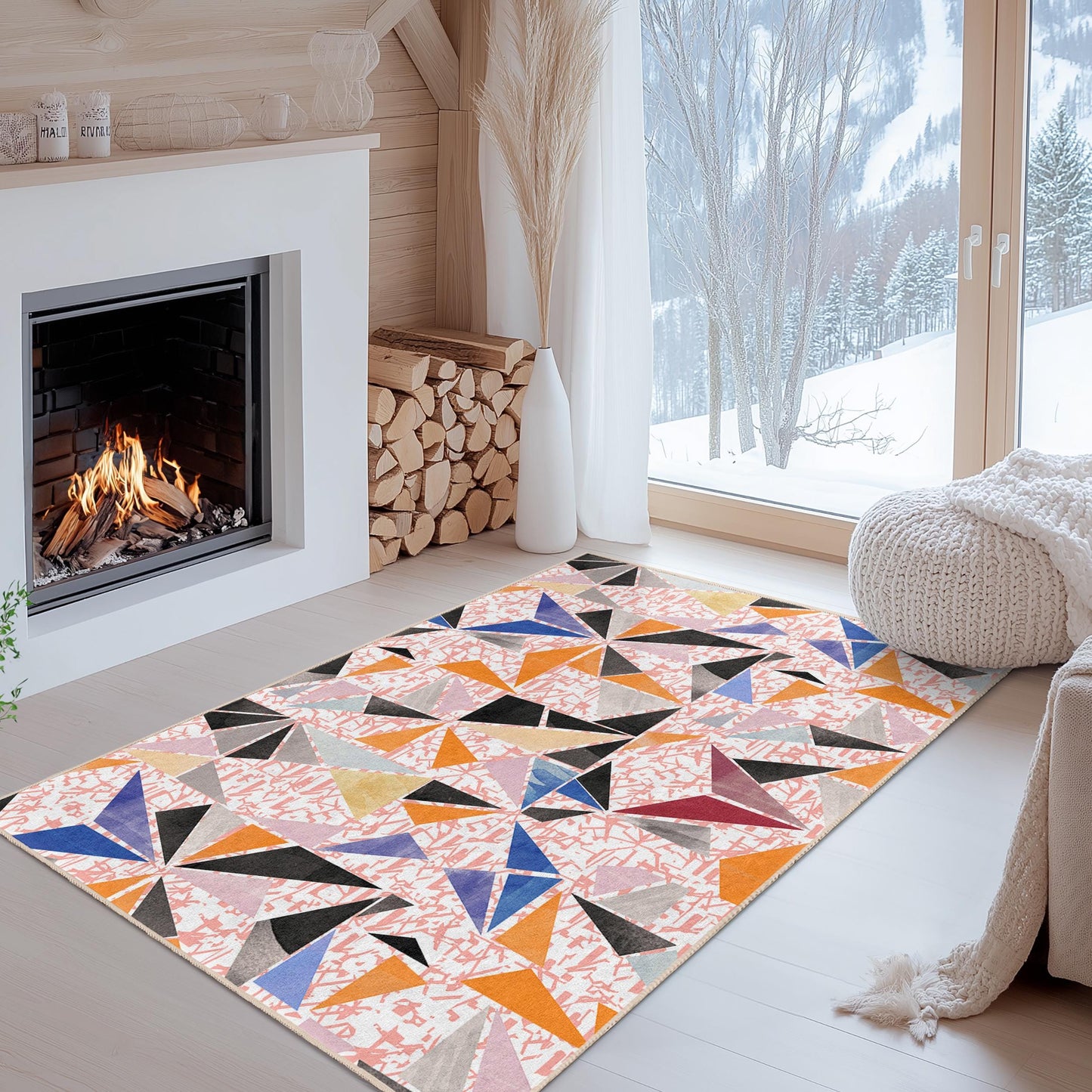 Geometric Pattern Rectangle Area Rug, Modern Abstract Design Rug, Home Decor Rug, Living Room Carpet, Stylish Floor Mat