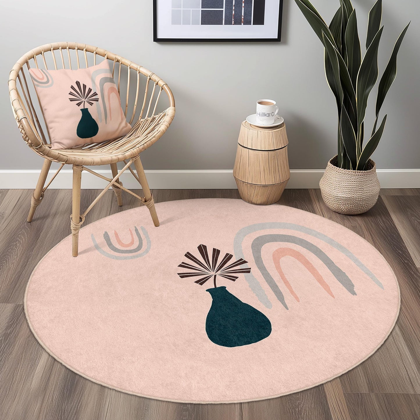 Abstract Rainbow Design Round Rug, Bohemian Style Area Rug, Modern Circle Carpet for Home Decor, Soft Round Mat for Living Room