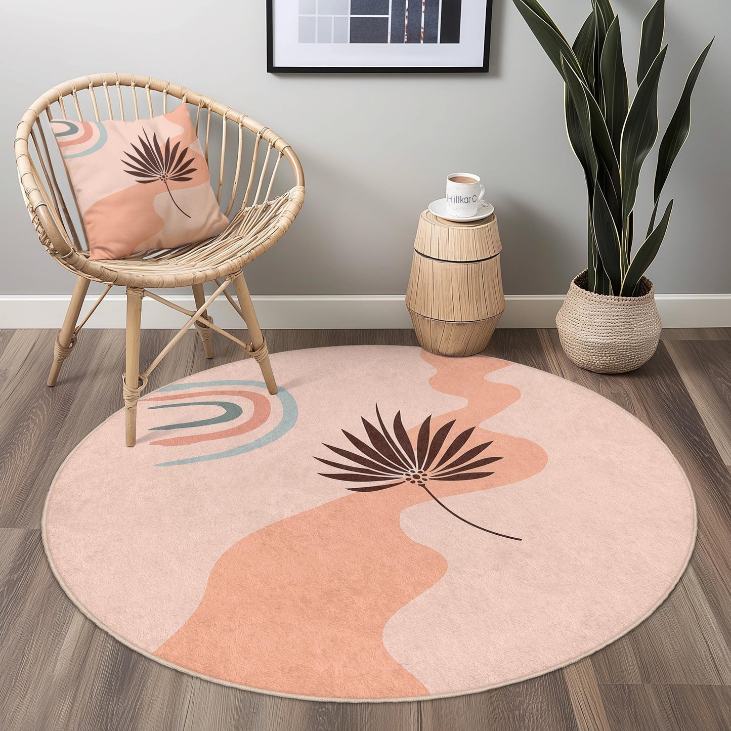 Abstract Round Area Rug, Modern Circular Floor Decor, Bohemian Style Rug for Living Room, Bedroom, and Office, Soft Touch Carpet