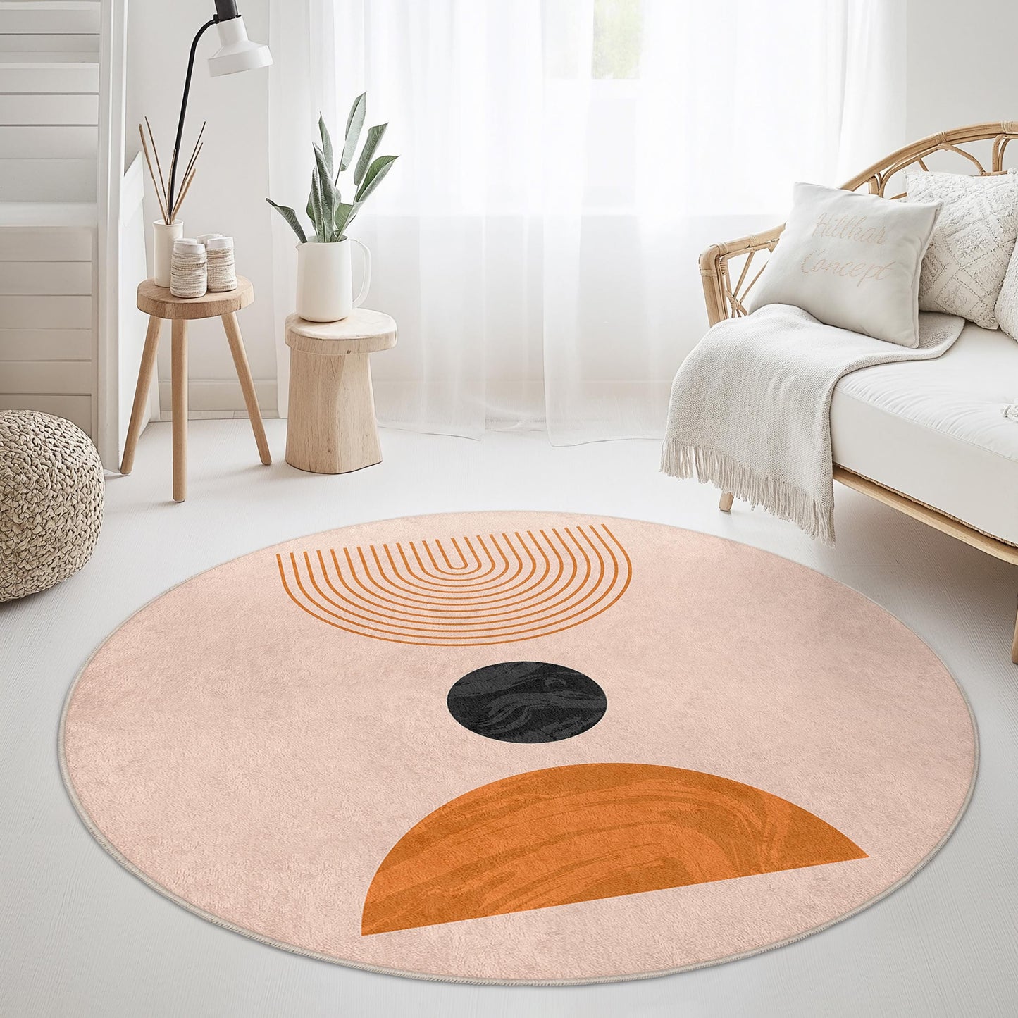 Geometric Round Area Rug, Modern Circle Rug for Home Decor, Stylish Round Carpet, Unique Design for Living Room, Bedroom, Office