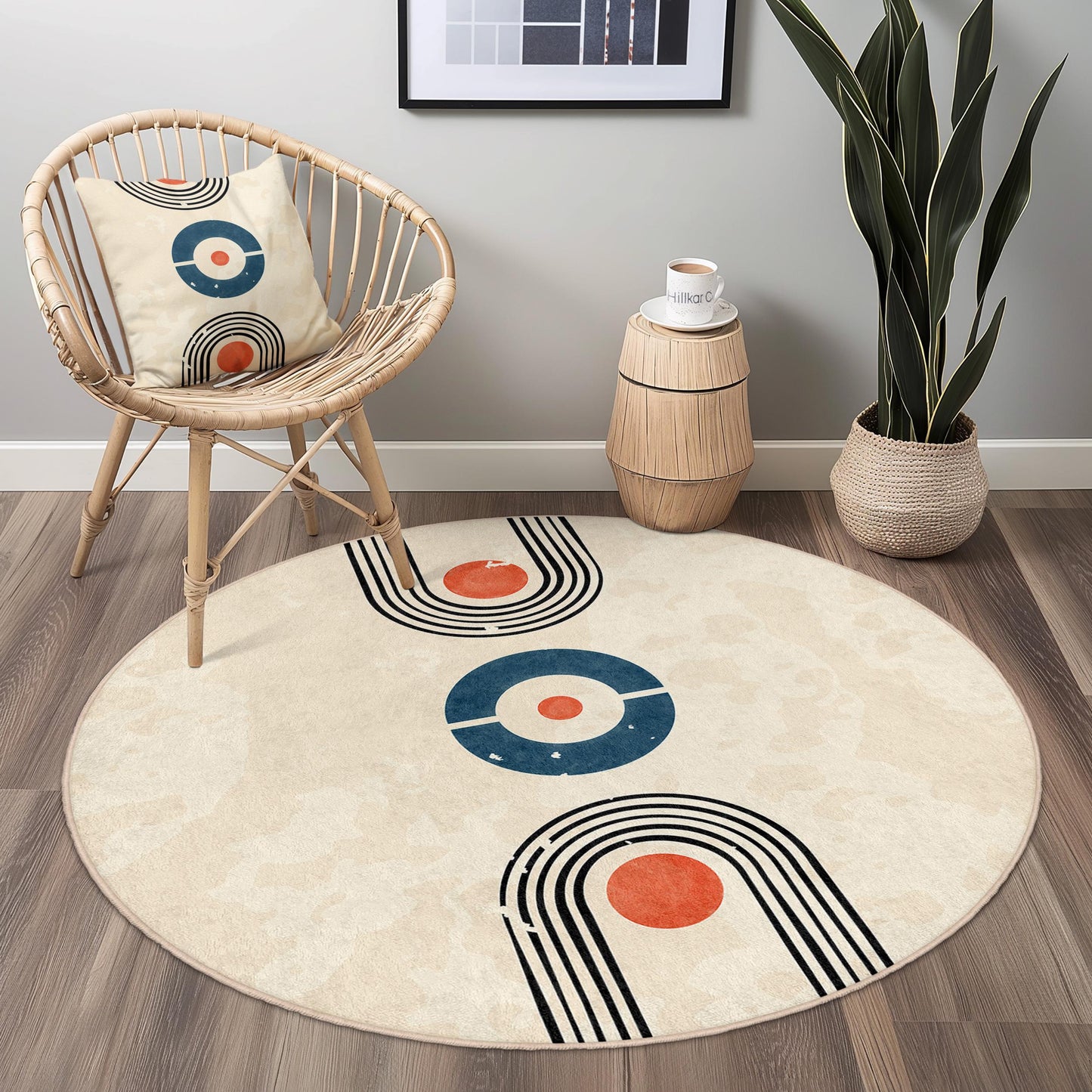 Geometric Round Area Rug, Modern Abstract Circular Carpet, Soft Living Room Rug, Stylish Home Decor, Indoor Round Rug