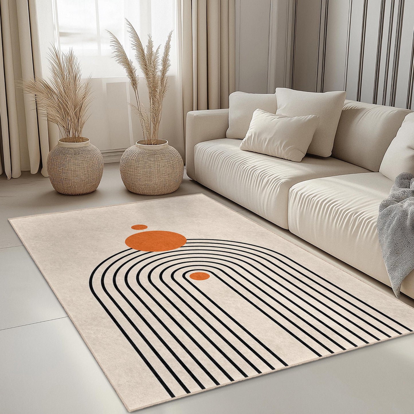 Geometric Rainbow Pattern Rectangular Rug, Modern Minimalist Area Rug, Stylish Home Decor, Living Room Rug, Unique Floor Mat