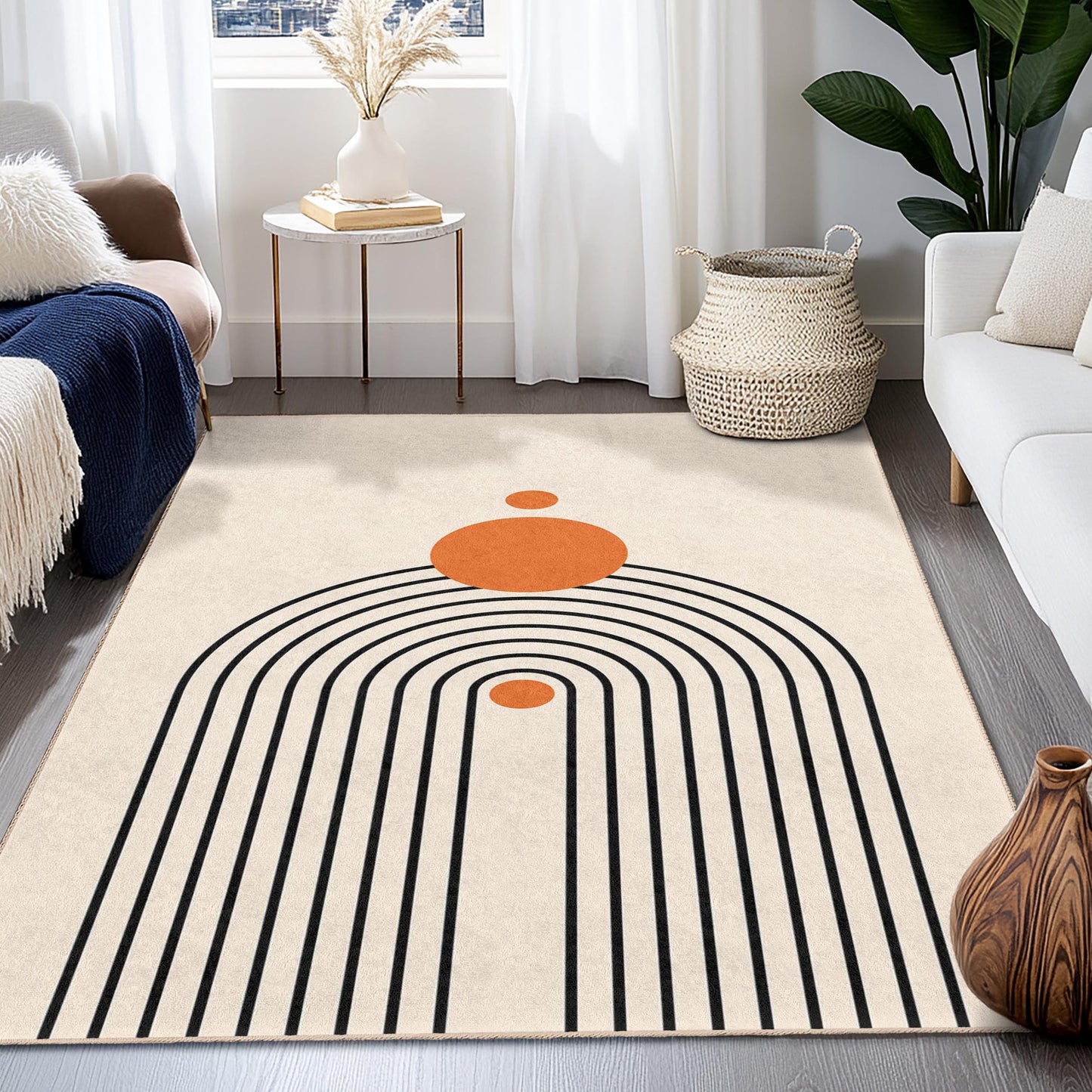 Geometric Rainbow Pattern Rectangular Rug, Modern Minimalist Area Rug, Stylish Home Decor, Living Room Rug, Unique Floor Mat