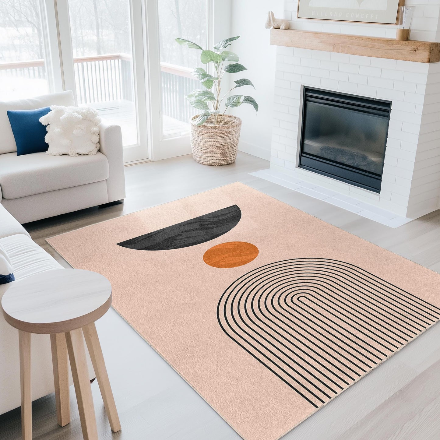 Geometric Abstract Area Rug, Modern Rectangular Carpet, Living Room Decor Rug, Stylish Home Rug, Bohemian Accent Rug