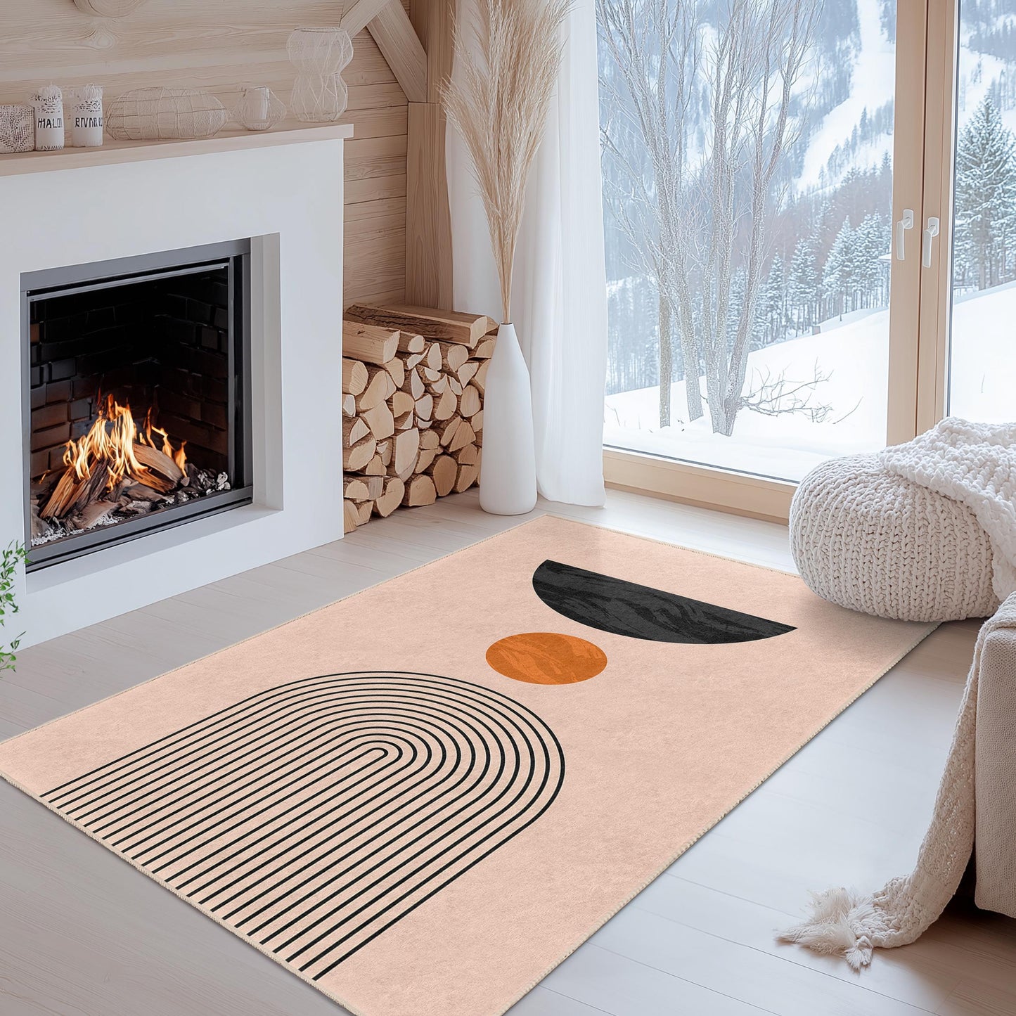 Geometric Abstract Area Rug, Modern Rectangular Carpet, Living Room Decor Rug, Stylish Home Rug, Bohemian Accent Rug