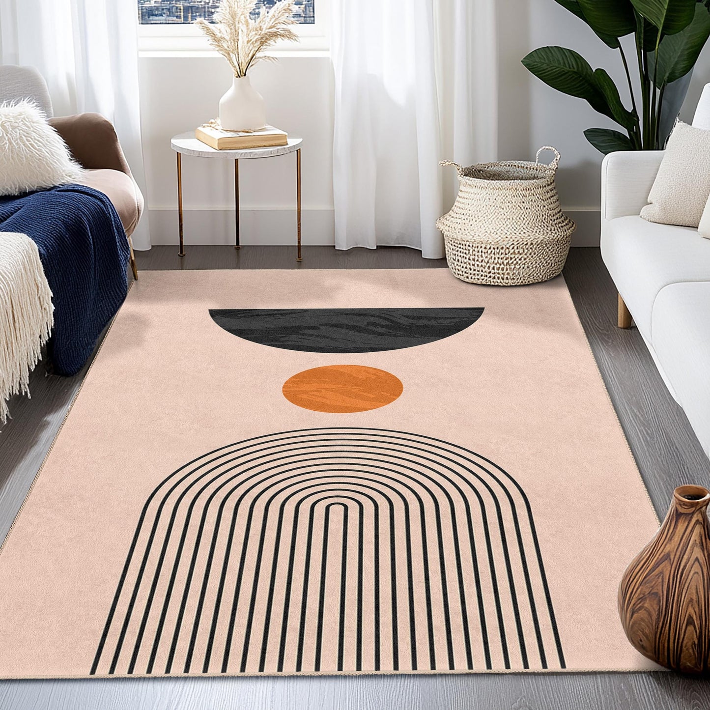 Geometric Abstract Area Rug, Modern Rectangular Carpet, Living Room Decor Rug, Stylish Home Rug, Bohemian Accent Rug