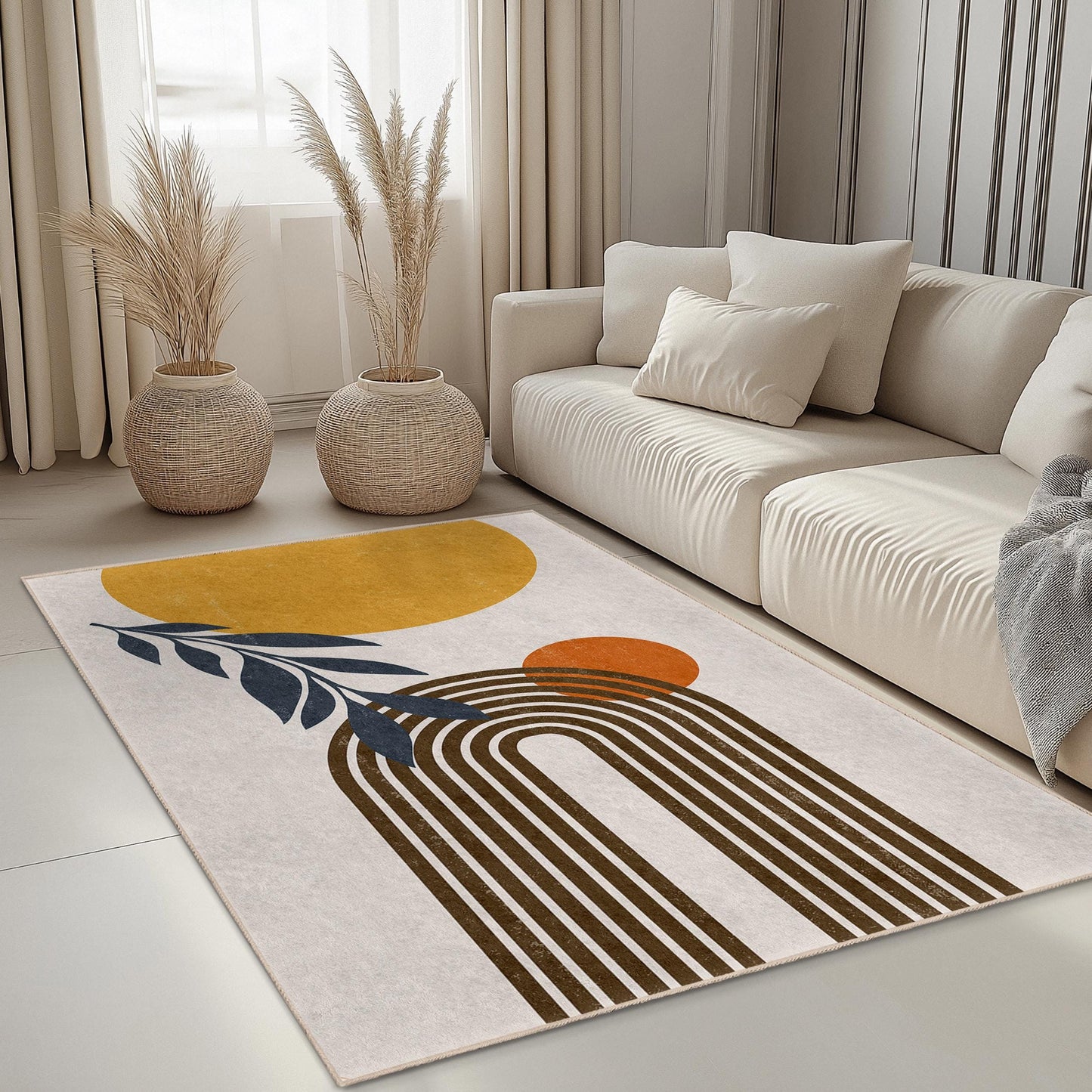 Abstract Rainbow Design Rectangular Area Rug, Modern Home Decor Rug, Geometric Pattern Carpet, Living Room Accent Rug, Stylish Floor Mat