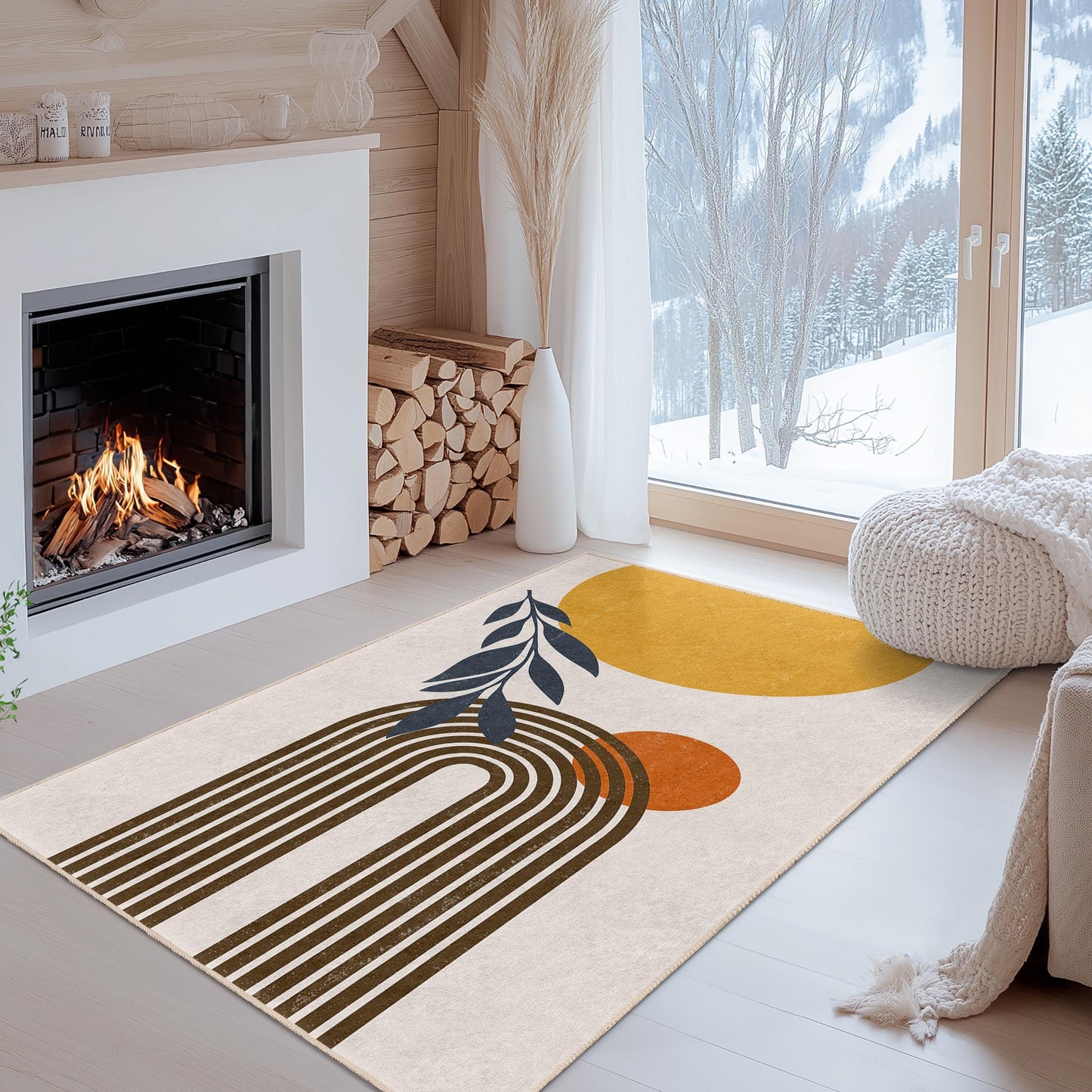 Abstract Rainbow Design Rectangular Area Rug, Modern Home Decor Rug, Geometric Pattern Carpet, Living Room Accent Rug, Stylish Floor Mat