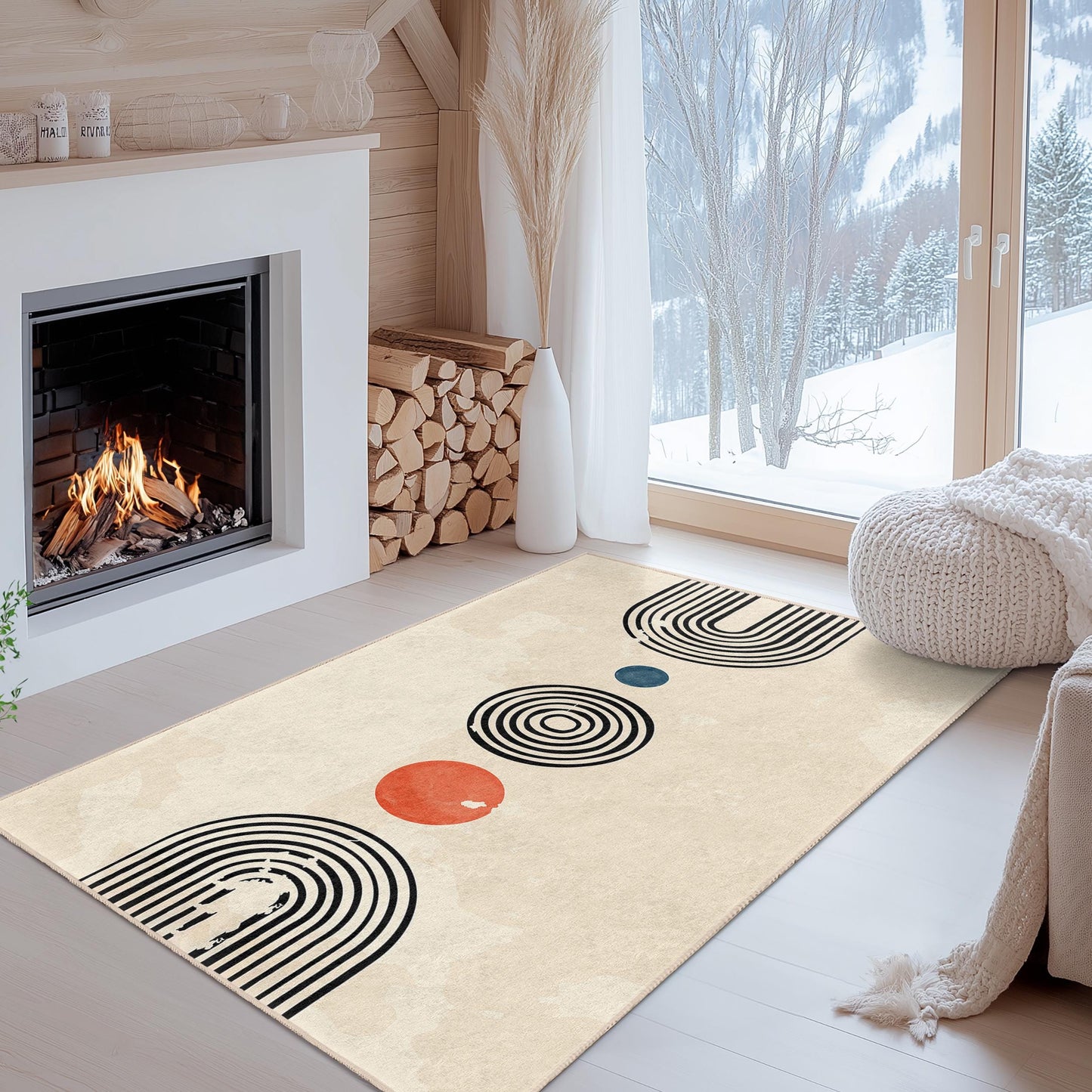 Geometric Pattern Rectangular Area Rug, Modern Design Rug, Minimalist Home Decor, Living Room Carpet, Stylish Floor Mat