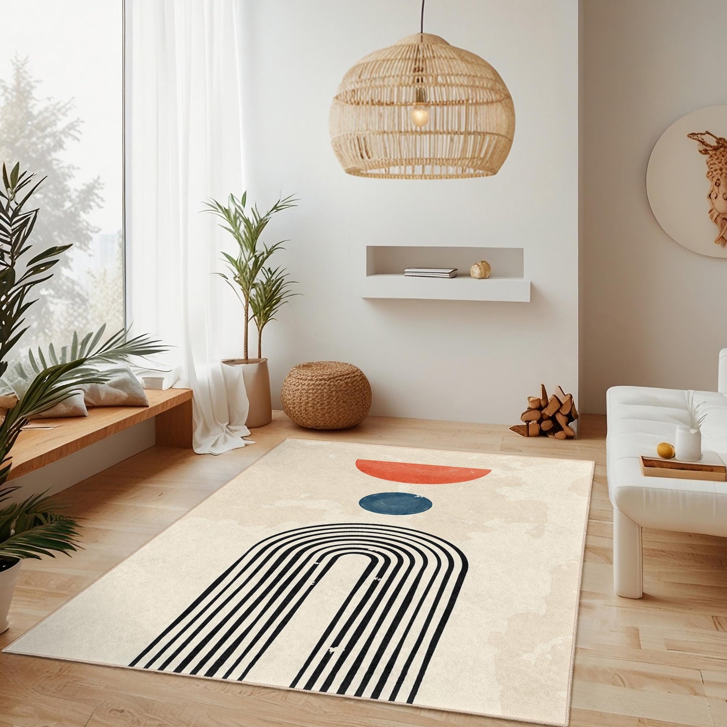 Geometric Abstract Rectangular Area Rug, Modern Design Floor Mat, Stylish Home Decor, Living Room Rug, Unique Art Carpet