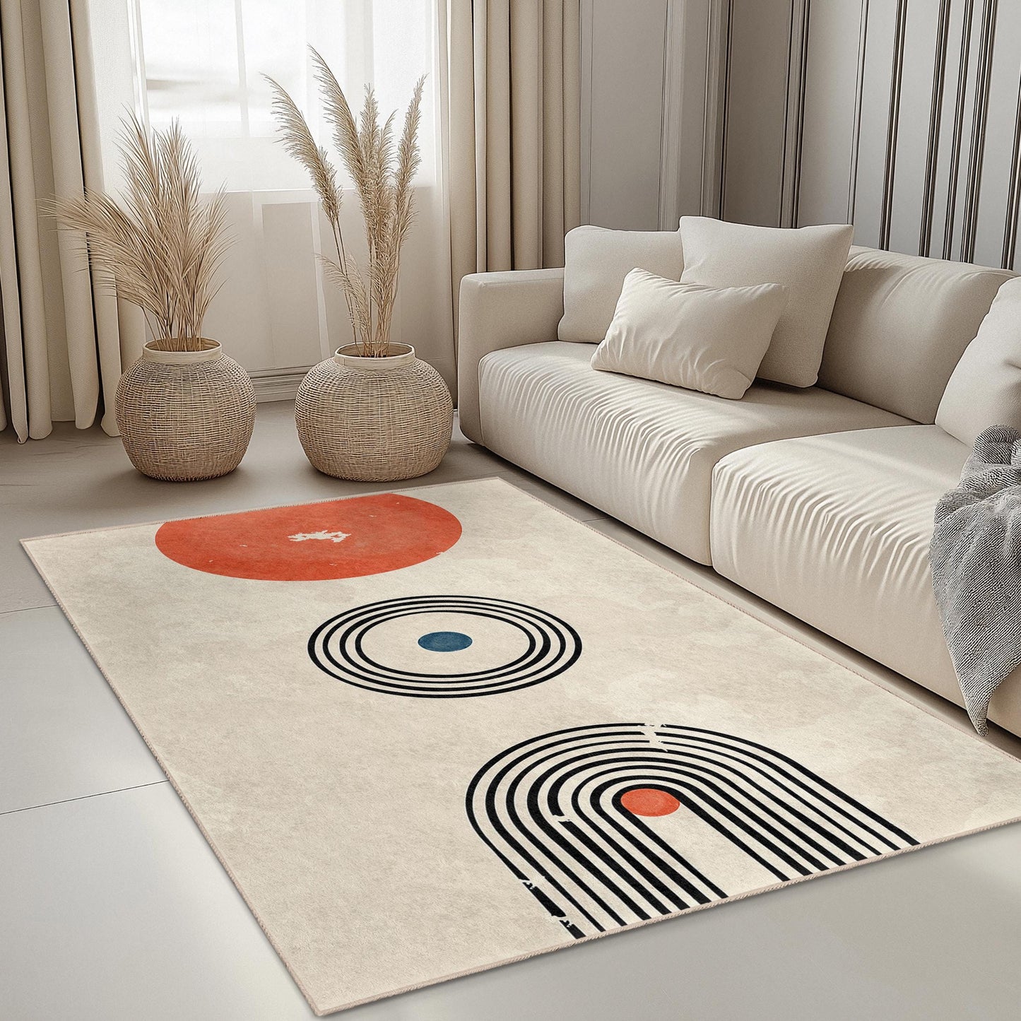 Geometric Pattern Modern Rectangle Area Rug, Abstract Design Area Rug, Living Room Rug, Bedroom Rug, Stylish Home Decor