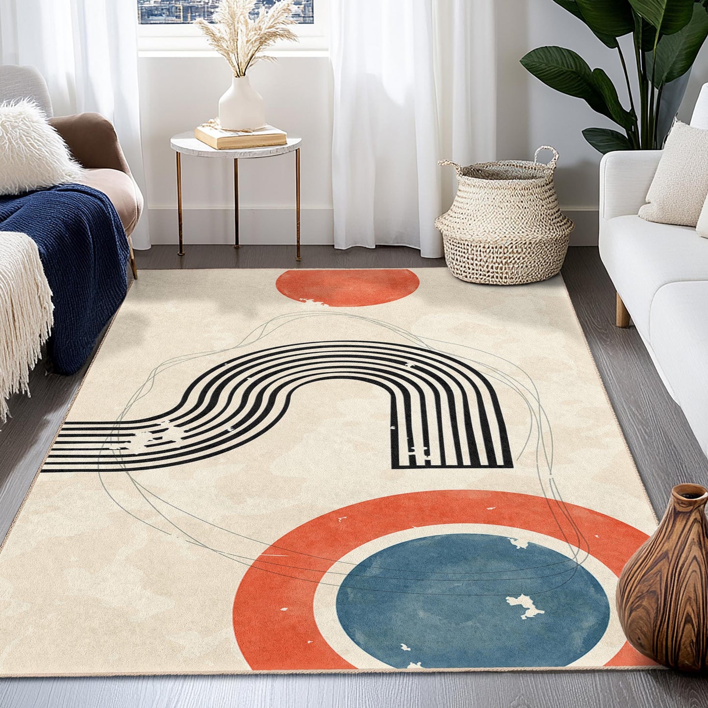 Abstract Geometric Rectangle Area Rug, Modern Art Carpet, Trendy Home Decor, Living Room Rug, Minimalist Design Rug