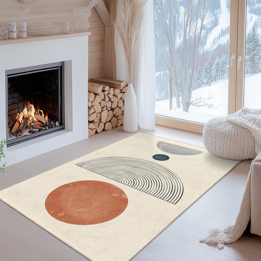 Modern Geometric Rectangle Rug, Abstract Pattern Area Rug, Stylish Living Room Rug, Unique Home Decor, Soft Floor Mat for Any Room