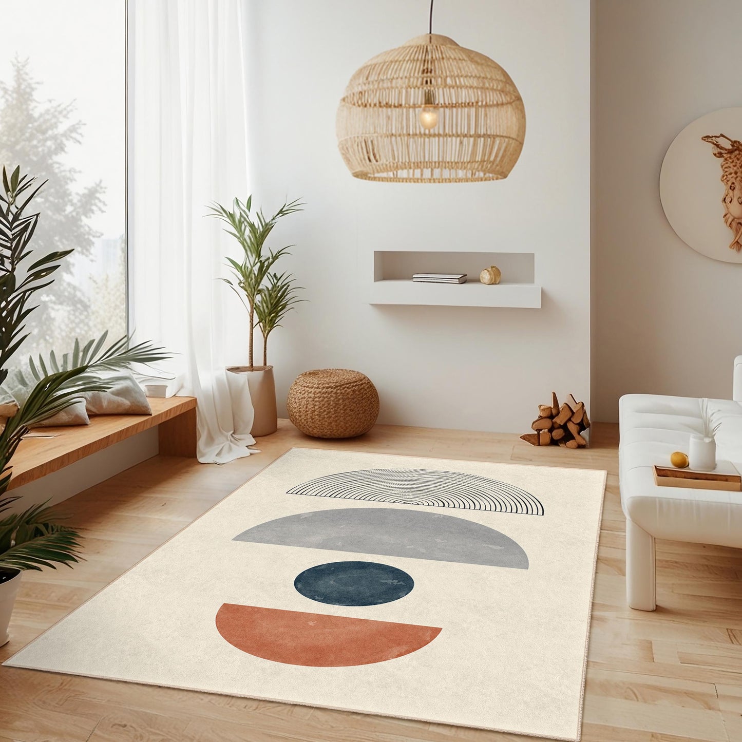 Geometric Abstract Art Rectangle Rug, Modern Pattern Area Rug, Decorative Floor Mat for Living Room, Bedroom, Office Decor