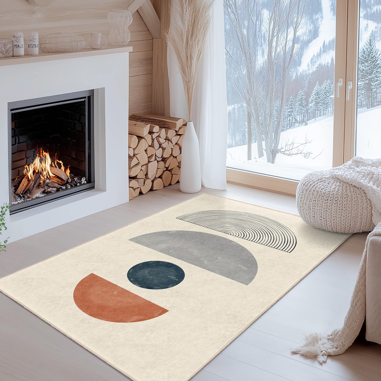 Geometric Abstract Art Rectangle Rug, Modern Pattern Area Rug, Decorative Floor Mat for Living Room, Bedroom, Office Decor