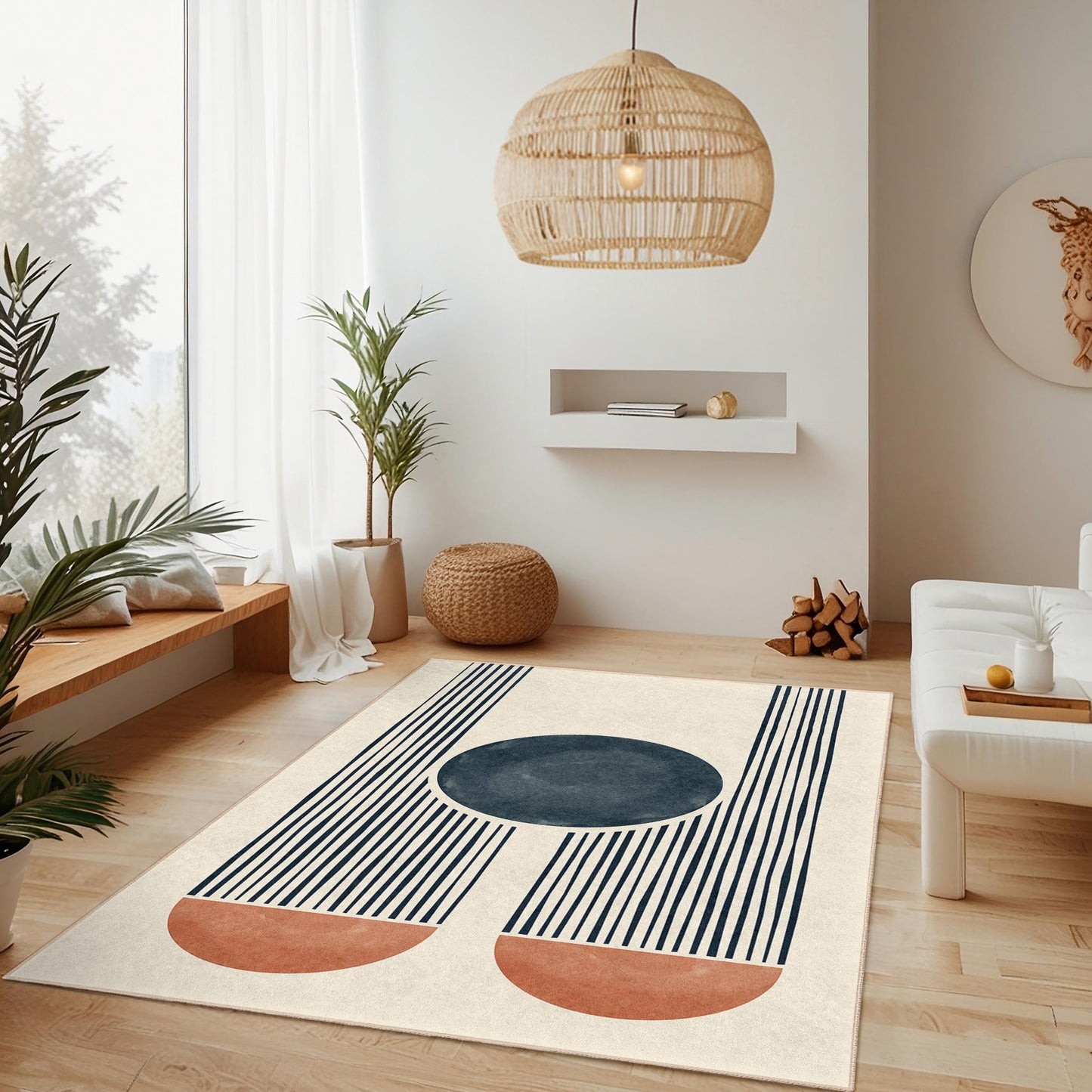 Modern Geometric Rectangle Area Rug, Stylish Abstract Floor Mat, Decorative Living Room Rug, Chic Home Decor Accent