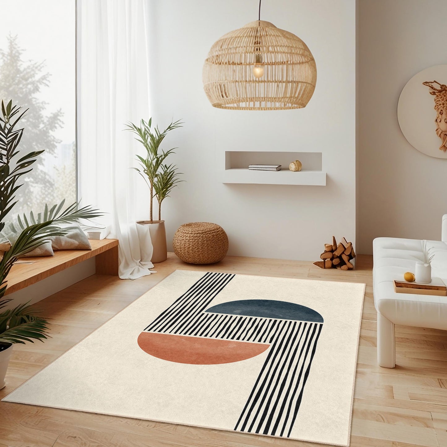 Geometric Pattern Rectangular Area Rug, Modern Abstract Floor Mat, Unique Home Decor, Stylish Indoor Carpet, Living Room Rug
