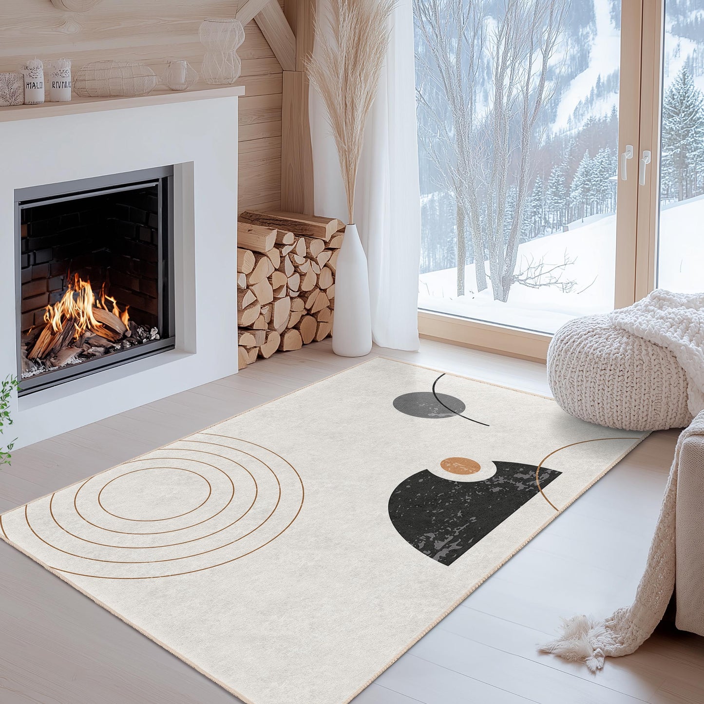 Abstract Geometric Area Rug, Modern Rectangular Rug for Living Room, Stylish Home Decor, Unique Design Floor Mat, Contemporary Carpet